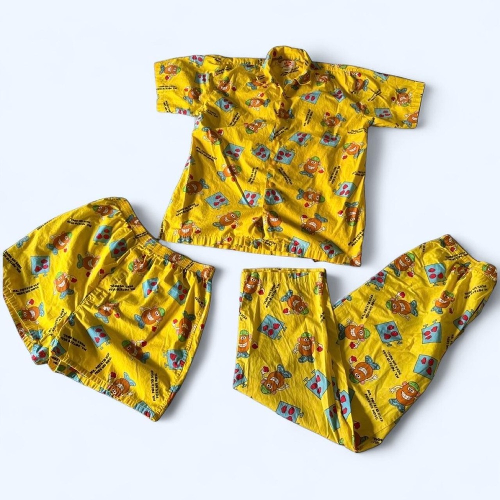 Vintage Hasbro Mr. Potato Head 2002 Yellow Pajama 3 Set